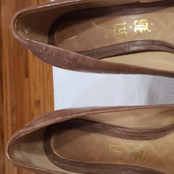 LAMB Vero Cuoio Womens Brown Leather Stilettos Peep Toe Size 6.5 GUC - Picture 6 of 12